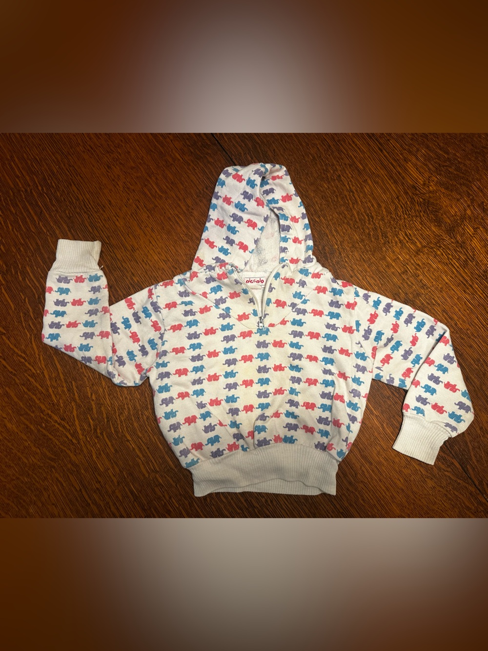 Piccolina hooded pullover sweatshirt with half zip